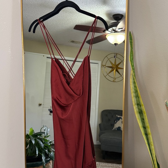 Meshki Chandra Burgundy lace silk Maxi Dress NWT - Picture 5 of 7